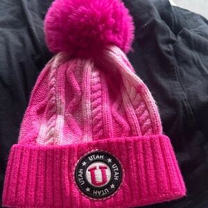Robin Ruth Pink Gradient Pom Beanie with Utah Patch